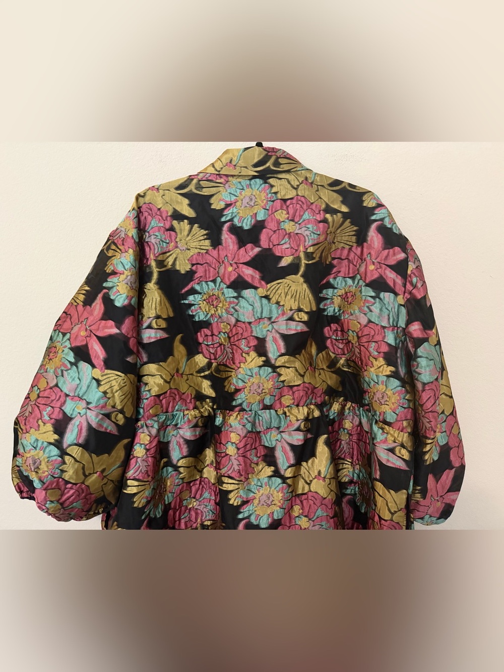 Anthropologie Bettina Tiered Jacquard Mini Dress XL Floral Feminine Oversized - Picture 6 of 10